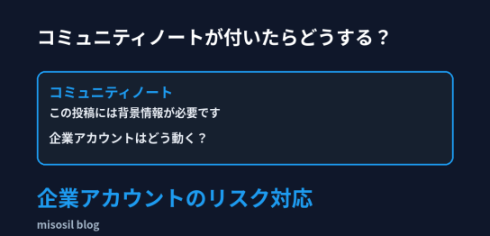 Xのコミュニティノートが企業アカウントの投稿に付いた際のリスク対応を解説するアイキャッチ画像