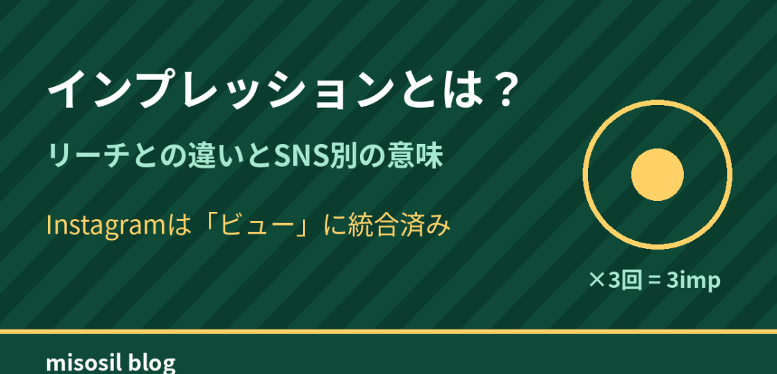 インプレッションとリーチの違いとSNS別の意味を解説するアイキャッチ画像