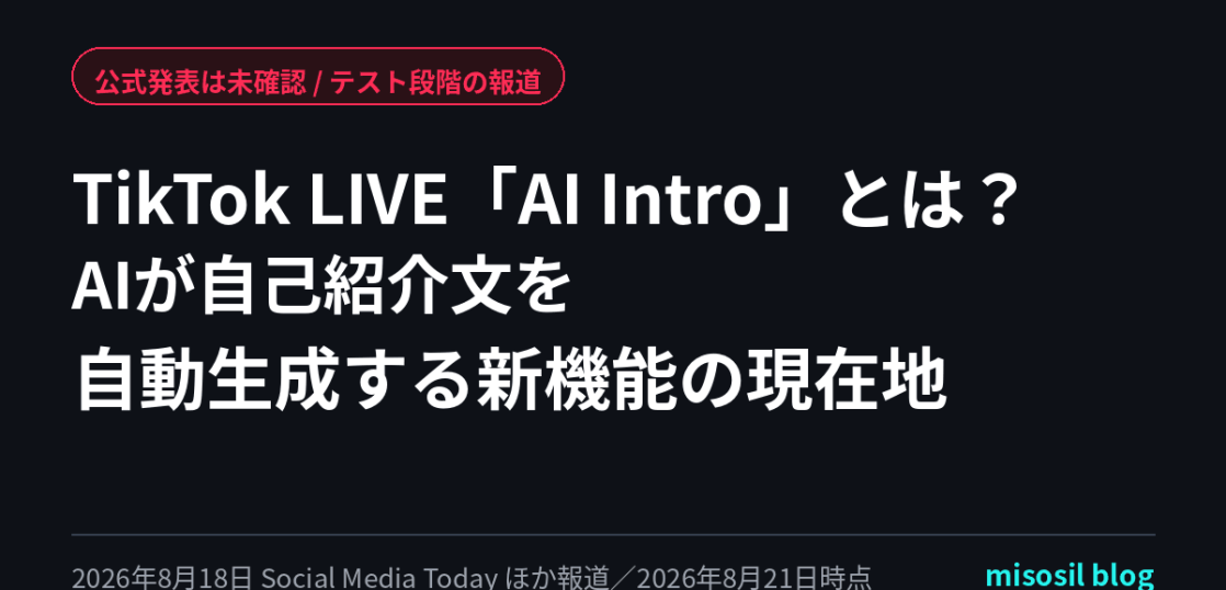 TikTok LIVEの新機能AI Introの報道内容と現状を整理する記事のアイキャッチ