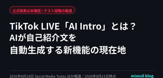 TikTok LIVEの新機能AI Introの報道内容と現状を整理する記事のアイキャッチ