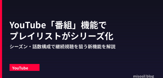YouTubeのプレイリストをシーズン・話数構成の「番組」に変える新機能を解説するアイキャッチ画像