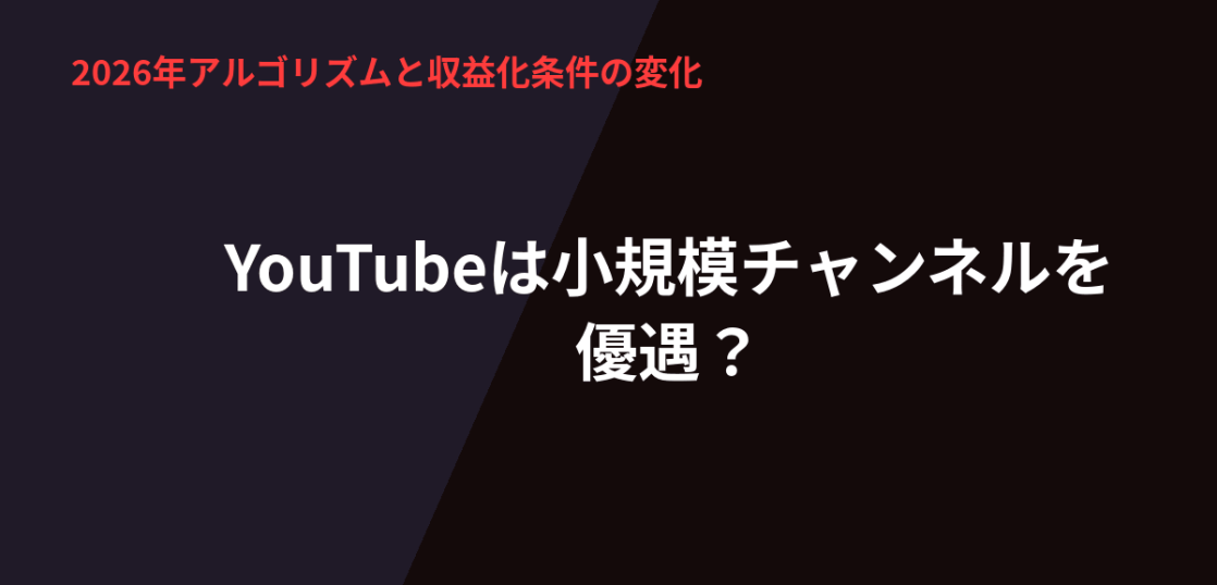YouTubeが小規模チャンネルを優遇するという説を公式情報で検証する記事のアイキャッチ画像