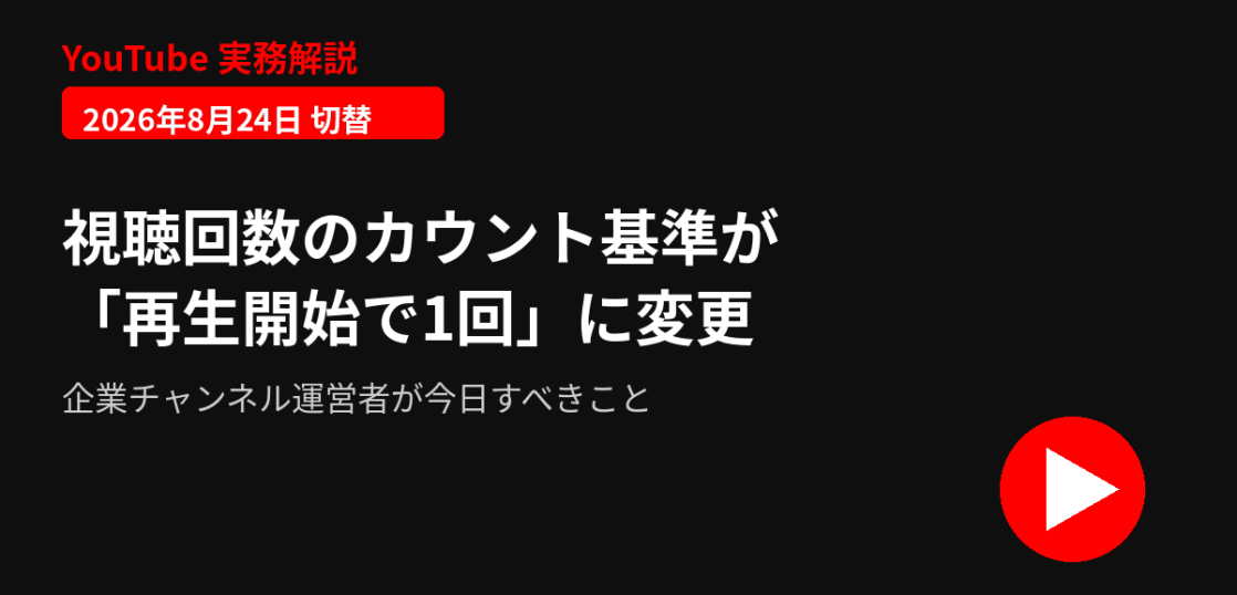 YouTubeの視聴回数カウント基準が再生開始で1回に統一されたことを解説する記事のアイキャッチ